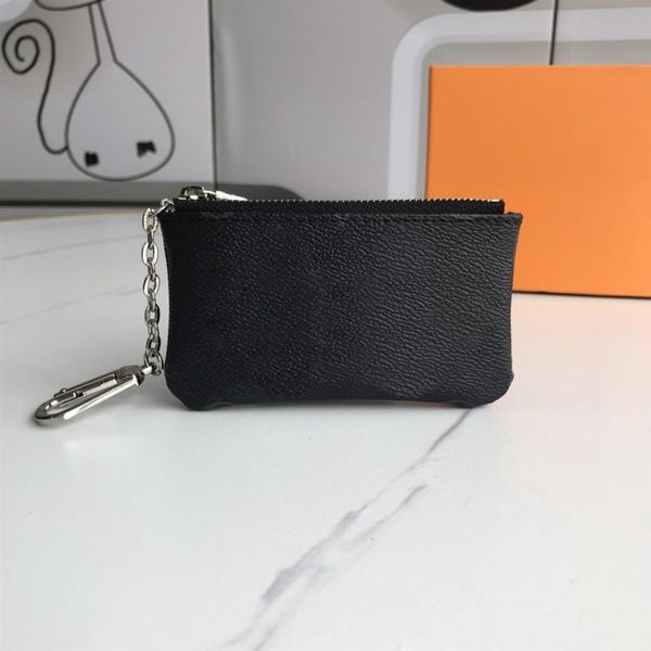 

genuine leather key pouch pochette cles purse luxury designers keyring zipped credit card holder mini coin wallet bag charm with b296j, Red;black