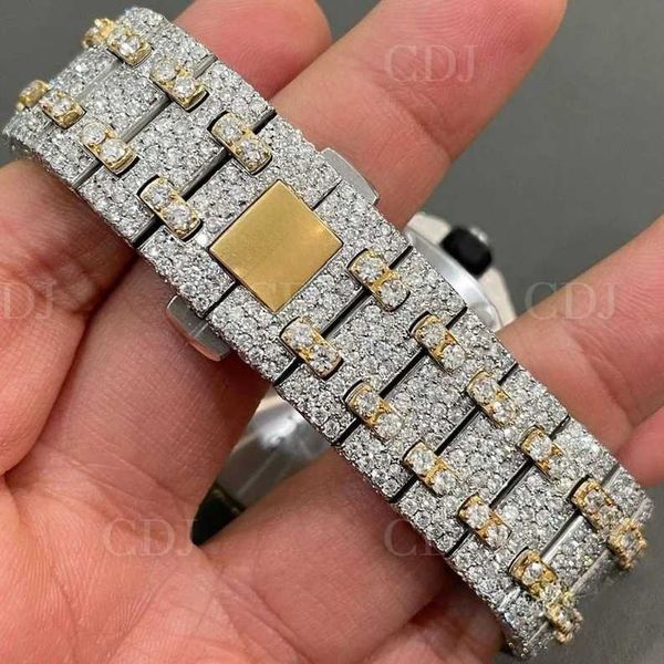 

wristwatch wholale stainls steel customized watch for rapper vvs lab grown diamond hip hop watch brand iced ou, Slivery;brown