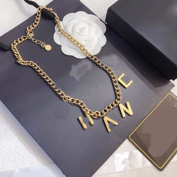 

luxury design necklace 18k gold plated stainless steel necklaces choker chain tassels letter pendant fashion womens wedding jewelry accessor, Silver