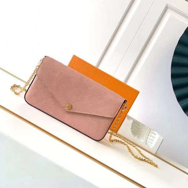 

luxury designer envelope bag 10a cowhide crossbody bag 3 pcs/set pochette felicie coated canvas chain bag with box l010v