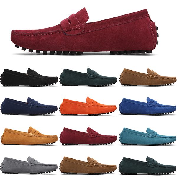 

men casual shoes mens slip on lazy suede leather shoe big size 38-47 grey, Black