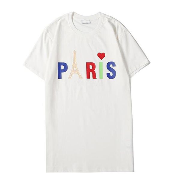 

mens designer shirt summer casual t shirts for men women short sleeve shirt brand clothing letter paris pattern printed tees 351a, White;black