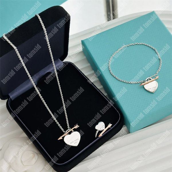 

designer necklace for women luxury bracelet silver designer jewelry love heart fashion rings gold arrow necklaces bracelets set, Black