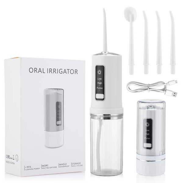 

electric oral irrigator detachable dental water flosser portable teeth clean 230ml water tank ipx7 4pcs nozzels teeth cleaner 230202