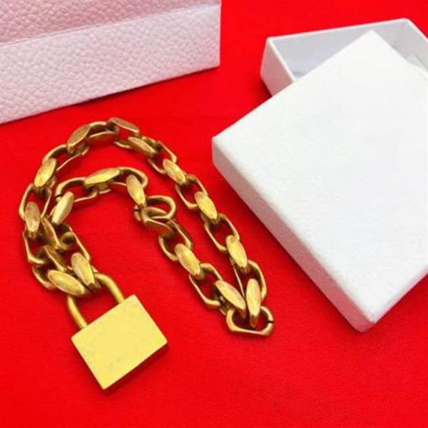 

fashion gold lock necklace pendant chains bijoux for mens and women party wedding lovers gift hip hop jewelry with box283r, Silver
