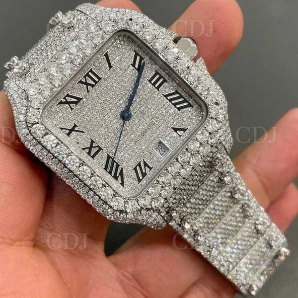 

wristwatches factory pass tt iced out luxury vvs lab grown diamond men hip hop jewelry custom wrist watch wholalerev7e, Slivery;brown