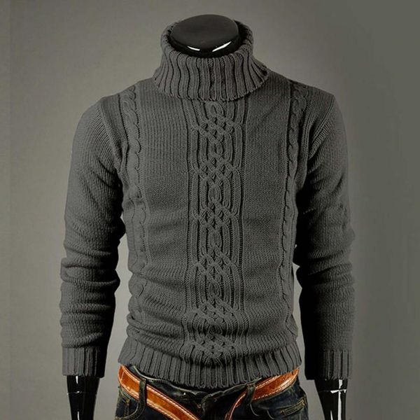 

men's sweaters men slim turtleneck long sleeve casual sweater ribbed cuffs leisure high-necked solid color warm knitted daily wear 230, White;black