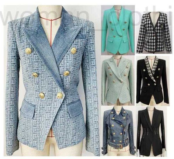 

designer womens suits blazers spring autumn winter jackets casual coat fashion cotton denim slim jacket designer styles stripes plaid patter, White;black