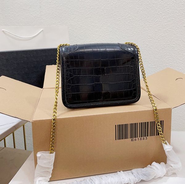 

fashion crossbody bag chain shoulder bag alligator metal logo design womens bag