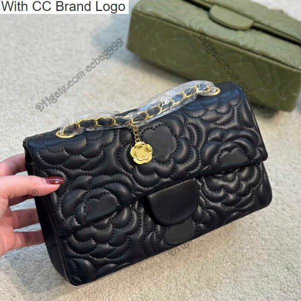 

cc shoulder bags classic double flap cowhide quilted bags camellia flowers white black green designer wallets women luxury handbags coin pur