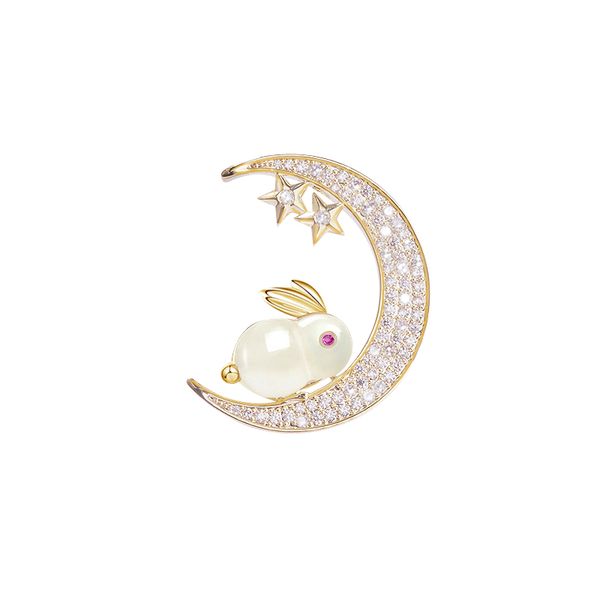 

tianyu moon in the rabbit brooch female high-grade sweater pin, Gray