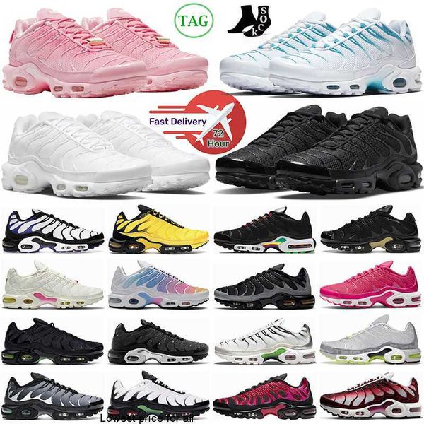 

2023 tn plus mens running shoes triple black white gold rain bow pink prim batman atlanta hyper blue kiss unite totale women breathable