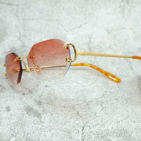 

diamond cut sunglasses luxury designer rimless fashion mens accessories sun shades for women new fashion factory sun glasses 70%off, White;black