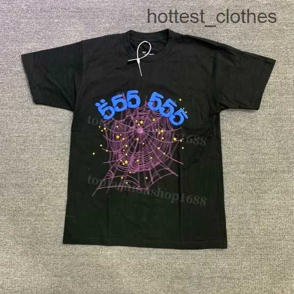 

23ss men t shirt pink young thug sp5der 555555 mans women 1 quality foaming printing spider web pattern tshirt fashion tees 7 k67k, White;black