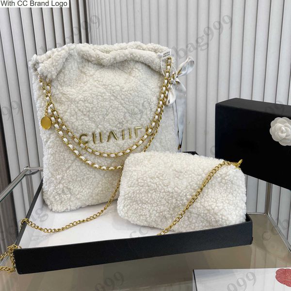 

cc totes designer 22 lambwool coins shopping totes bag with crossbody coins purse vintage hardware letter chain shoulder womens outdoor larg