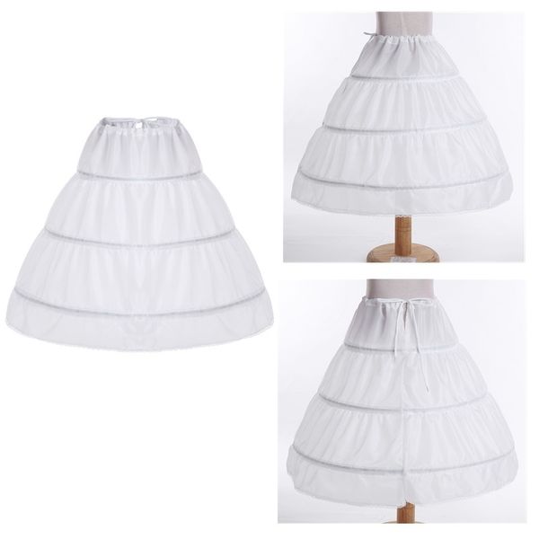 

girls 3 hoop flower girl crinoline petticoat skirt, White