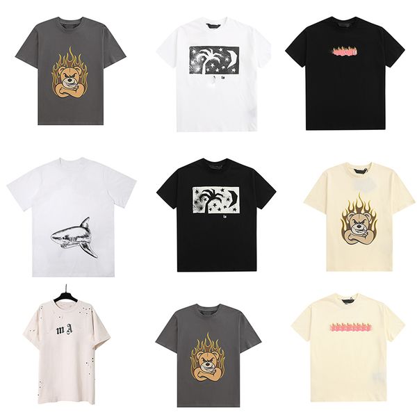 

designer palms mens t shirts women's angels tshirt coconut tree flame letter printing bat sleeve cotton round neck short sleep t shirt, White;black