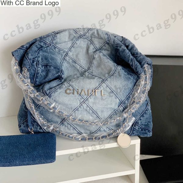 

cc shoulder bags women 22 shopping denim totes bags silver metal hardware chain coins purse canvas matelasse quilted cross body shoulder des