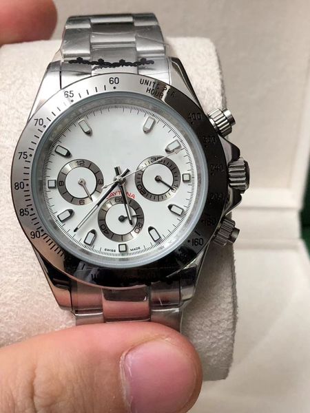 

with original box watch 40mm sapphire sliver white 316l stainless steel bezel no chronograph mechanical automatic mens watches, Slivery;brown