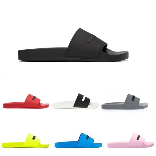 

2023 women men designer slippers summer pool slides black green white cool grey beige blue soft pink yellow red mens rubber sandals paris sh
