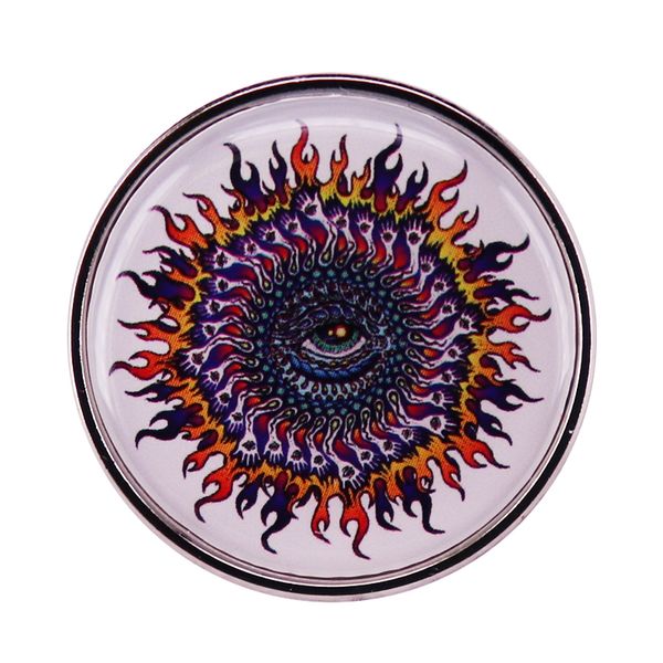 

psychedelic eye sun lapel pin sacred all seeing eyes art jewelry decor, Blue
