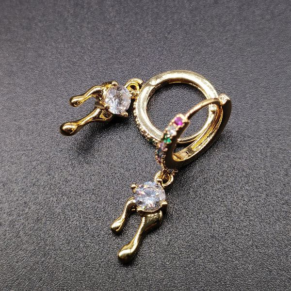 

new in bling molten dangle huggie hoop earring for women shiny cz cubic zirconia bling drop earring studs copper 18k gold plated fashion jew, Silver