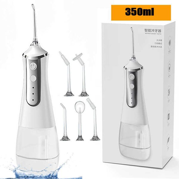 

oral irrigator usb rechargeable water flosser portable dental water jet 350ml water tank waterproof teeth cleaner 230202