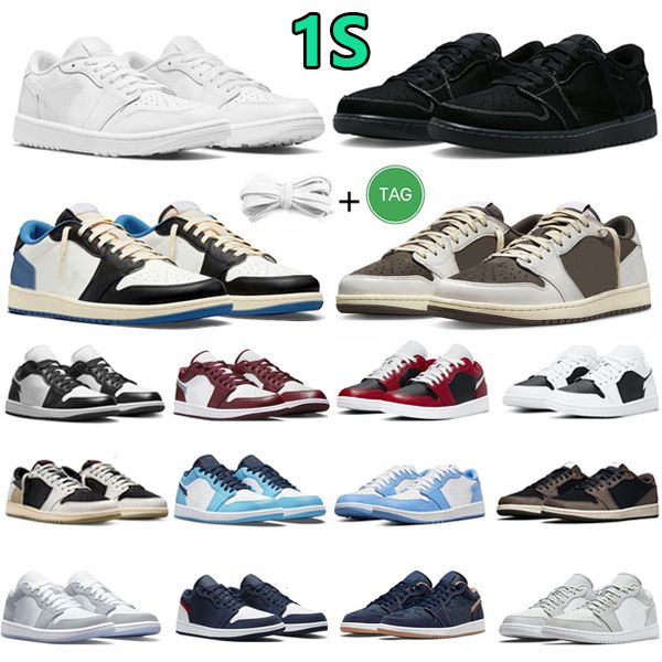 

with box designer 1 1s low mens basketball shoes og unc denim court purple ts fragment black white cyber gold toe orange gym red men women t