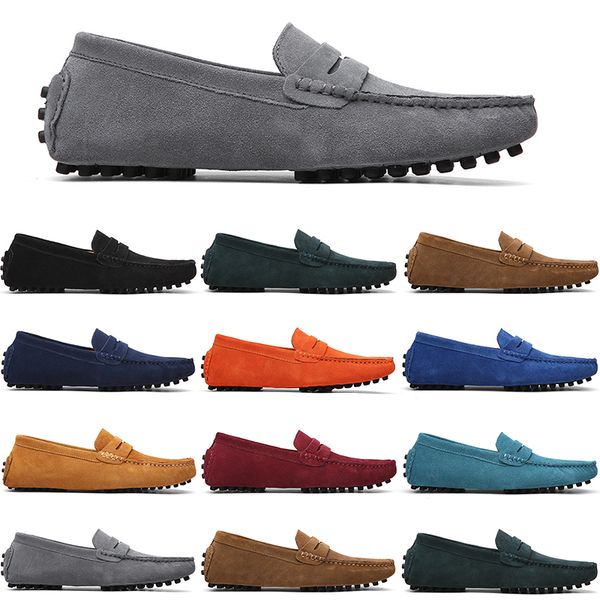 

men casual shoes mens slip on lazy suede leather shoe big size 38-47 orange, Black