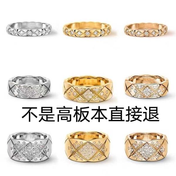 

designer chnl rings small rhombus ring for men and women lovers light luxury versatile rose gold, Golden;silver