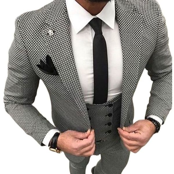 

men's suits blazers houndstooth custom made mens checkered suit dresses tailored black weave hounds tooth check wedding men suits jacke, White;black