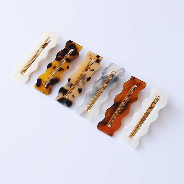 

hair clips barrettes new retro hollow out wave temperament acetate hair clip metal leopard print hair pins duck clips j230221, Golden;silver