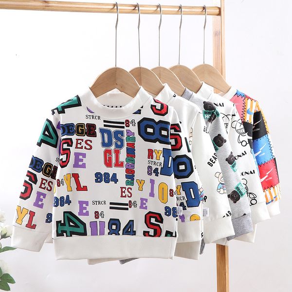 

hoodies sweatshirts children s sweaters baby boys toddler girls spring autumn long sleeved round neck t shirt kids clothes bottoming shirt 2, Black
