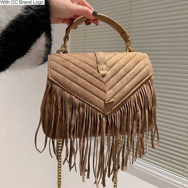 

cc cross body women classic college envelope suede designer bag vintage frosted leather gold hardware chain with handle totes crossbody bags