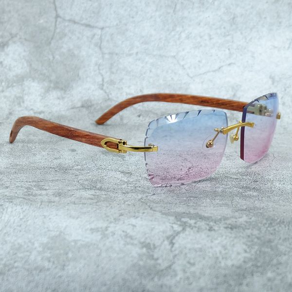 

trending product sun glasses wood sunglasses luxury carter designer rimless diamond cut sunglass for men and women shades eyewear, Black