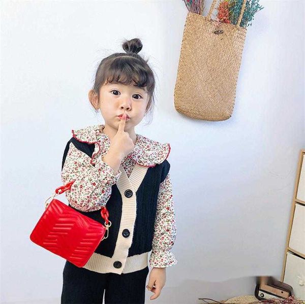 

style kids acrylic lady chain handbags girls crossbody bag children letter single shoulder bags brand luxury quilted handbag, Black