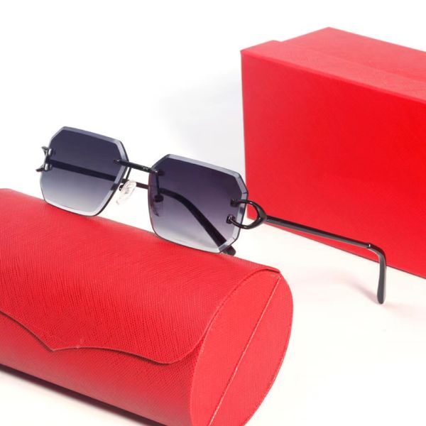 

womens designer sunglasses fashion eyeglasses luxury shades frameless diamond cut square goggles business driving uv protection carti glasse, White;black