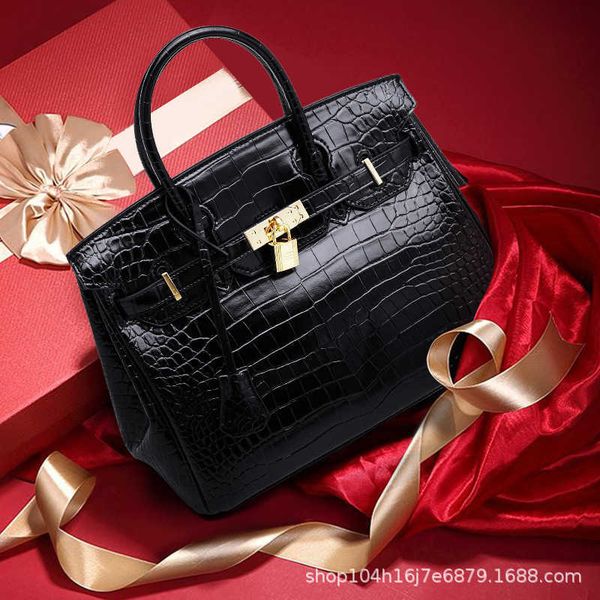

herms birkin bag female h-button slightly luxurious crocodile pattern bag middle aged female bag large capacity cross body handbag mummy bag