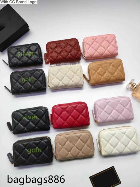

luxury cc coin purses 22a womens bag caviar leather card hold coin purse bags calfskin/lambskin quilted multi pochette mini gold mini wallet, Red;black