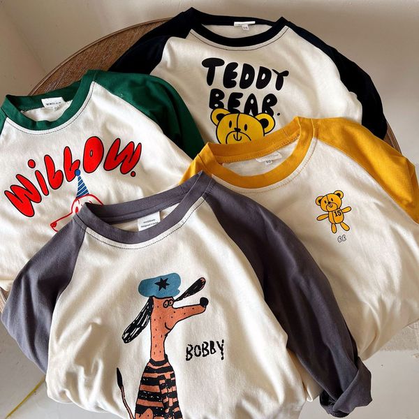 

clothing sets soft cotton children cartoon t shirts cute animal print baby long sleeve shirt for boys girls ee kids casual pullover clothes, White