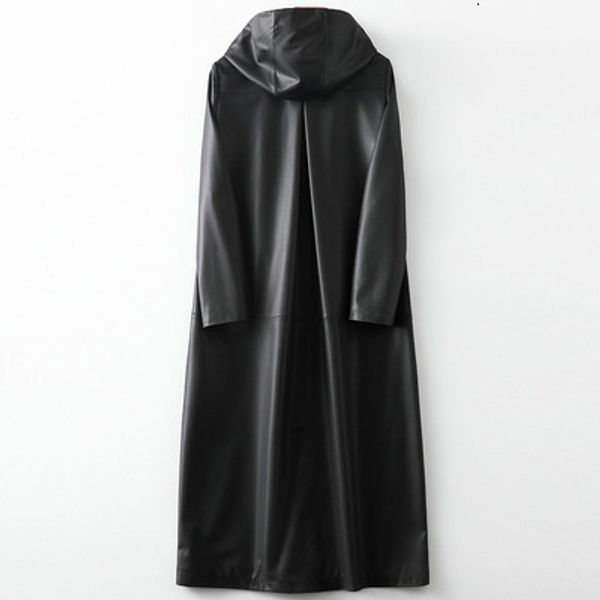 

women's leather faux fashion women genuine real sheep trench h552 230222, Black