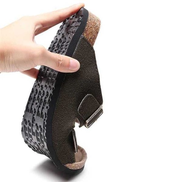 

designer birkinstock slippers outlet bucken shoes cork slippers men's korean version new summer trend non-slip lovers large size one-wo, Black