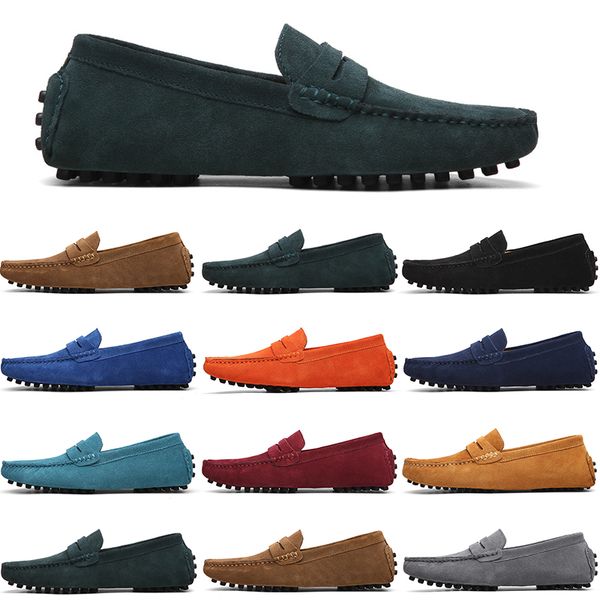 

men casual shoes mens slip on lazy suede leather shoe big size 38-47 yellow, Black