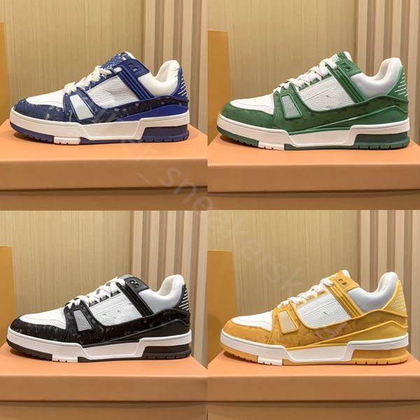 

classic men trainer women casual shoes designer sneakers vintage platform trainers denim monograms shoes rubber canvas leather sneaker size, Black