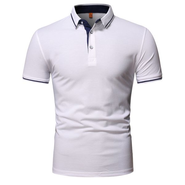

fashion ins style solid color polos t-shirt for men slim fit buttn lapel short sleeve casual fitting golf polo tshirt h203, White;black