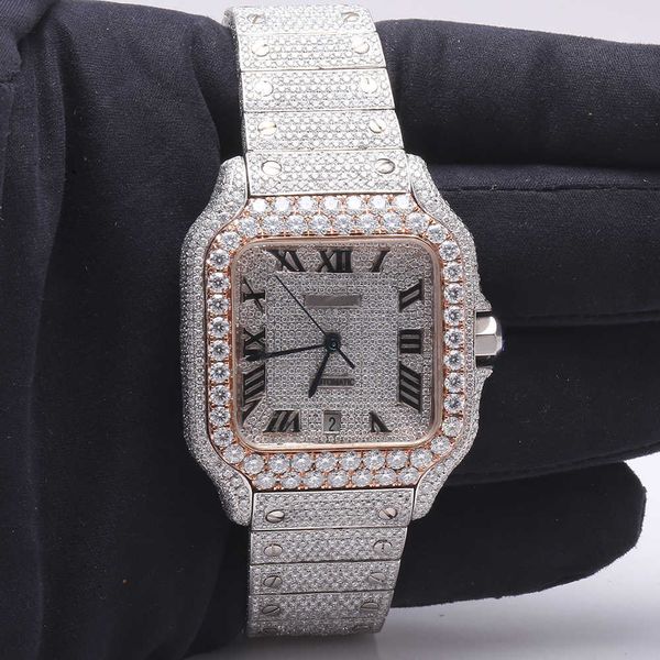 

wristwatch 2023new arrival brand iced out luxury gold sier original customized hip hop men diam ond diamond wrist watch, Slivery;brown