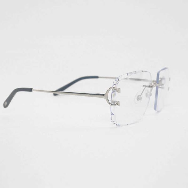 

vintage diamond cutting rimless sunglasses men oversize c wire eyewear women for summer clear glasses metal frame new fashion factory sun gl, White;black