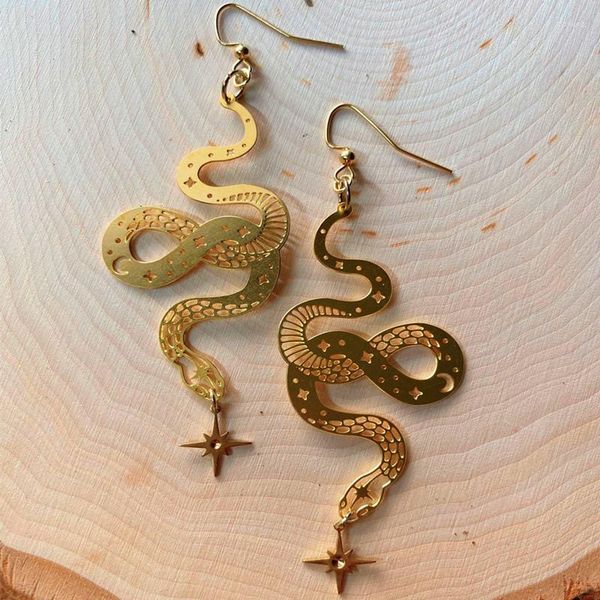 

dangle earrings gold snake fashion creative jewelry gift for her plated stars brass charms boho, Silver