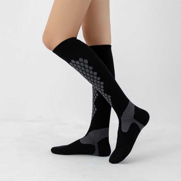 

5pc socks hosiery ringer honeycomb calf jump compression socks exercise stockings spot pressure socks for both men and women z0221, Black;white