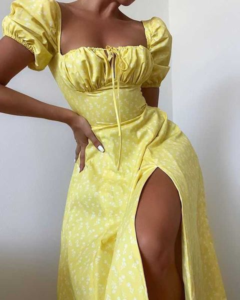 

casual dresses summer floral print women's dress high slit elegant off shoulder maxi dress backless body dress l230221, Black;gray
